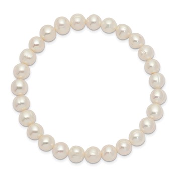 6-7mm White Freshwater Cultured Pearl Stretch Bracelet — alternate view