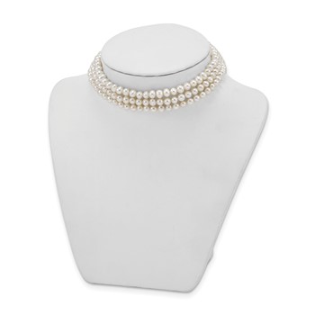 Sterling Silver Rhodium-plated 5-6mm White Semi-Round Freshwater Cultured Pearl 14 inch with 1.5 inch Choker — alternate view