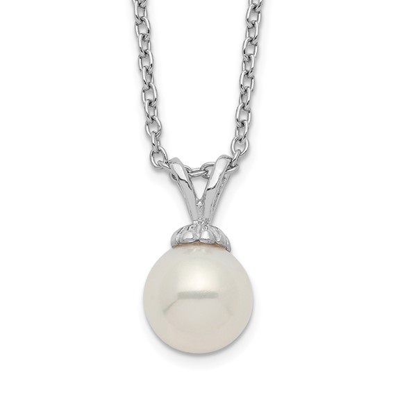 Capsul 8 mm Classic Freshwater Pearl Necklace with Magnetic Clasp Brass / 22 / White