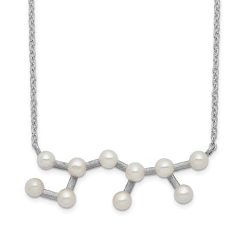 Sterling Silver Rhd-plat 10 3-4mm FWC Pearl Sagitarius w/ 1in ext. Necklace