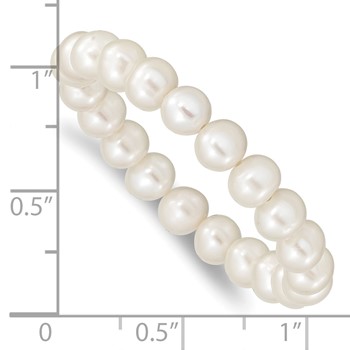 Madi K 5-6mm White Semi-Round Freshwater Cultured Pearl Children's Stretch Bracelet — alternate view