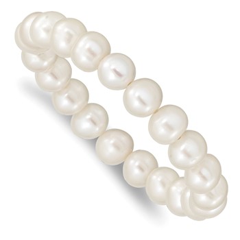 Madi K 5-6mm White Semi-Round Freshwater Cultured Pearl Children's Stretch Bracelet