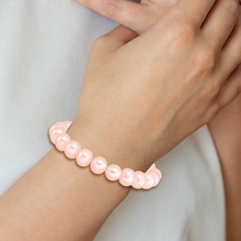 Madi K 5-6mm Pink Semi-Round Freshwater Cultured Pearl Children's Stretch Bracelet — alternate view