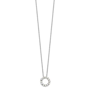 Sterling Silver Rhodium-plated 3-3.5mm FWC Pearl CZ 1.75in ext Necklace — alternate view