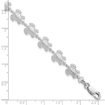 De-Ani Sterling Silver Rhodium-plated Polished Sea Turtle 7.5 inch Bracelet — alternate view