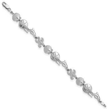 De-Ani Sterling Silver Rhodium-plated Polished Sea Life Bracelet — alternate view
