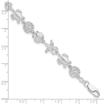 De-Ani Sterling Silver Rhodium-plated Polished and Textured Sea Life 7.25 inch Bracelet — alternate view