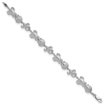 De-Ani Sterling Silver Rhodium-Plated Polished Turtle / Shell / Starfish Bracelet — alternate view