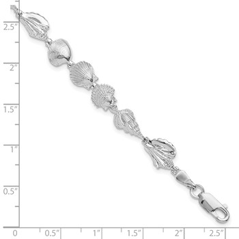 De-Ani Sterling Silver Rhodium-plated Polished Multi-Shell 7.25 inch Bracelet — alternate view