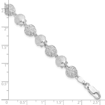 De-Ani Sterling Silver Rhodium-plated Polished Sand Dollar and Shell 7.25 inch Bracelet — alternate view