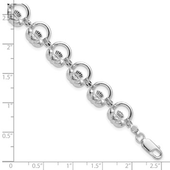 De-Ani Sterling Silver Rhodium-Plated Polished Claddagh Circle Bracelet — alternate view
