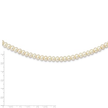Sterling Silver Rhodium-plated 7-8mm White Near-Round Freshwater Cultured Pearl 18 inch Necklace — alternate view