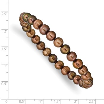 6-7mm Brown Semi-round Freshwater Cultured Pearl Stretch Bracelet — alternate view