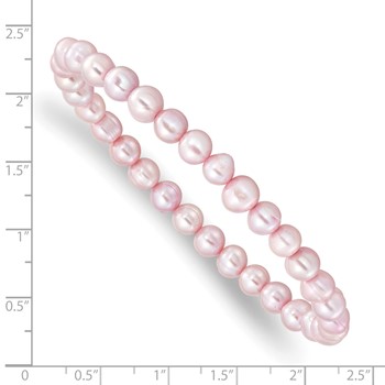 6-7mm Pink Semi-round Freshwater Cultured Pearl Stretch Bracelet — alternate view