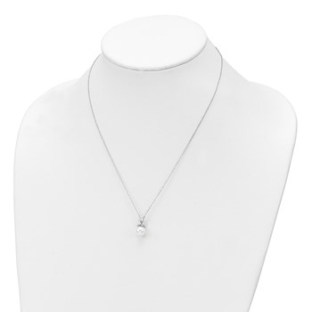 Sterling Silver Rhodium-plated CZ and Glass Bead Necklace — alternate view