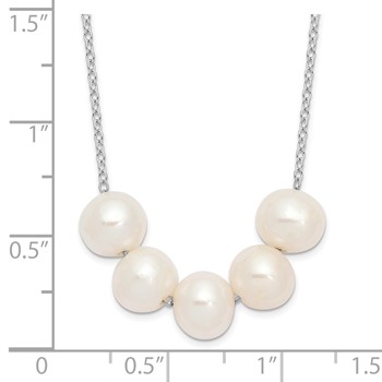 Sterling Silver Rhodium-plated 7-8mm White Near-Round Freshwater Cultured Pearl 17 inch Necklace — alternate view