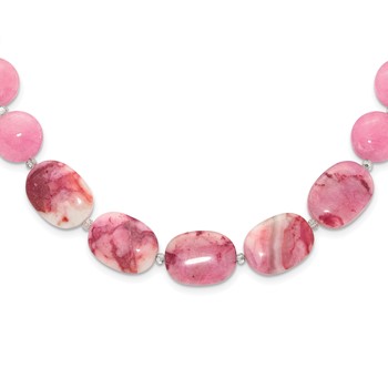 Sterling Silver Pink Agate, Pink/Jade/Rose Quartz/Crystal Necklace