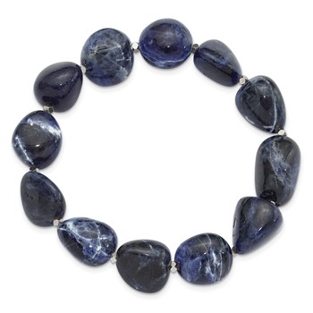 Sodalite and Hematite Beaded Stretch Bracelet — alternate view