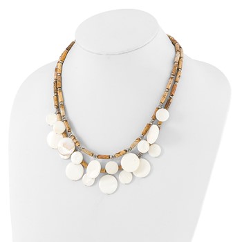 Sterling Silver Jasper, MOP, Crystal with 2in ext Necklace — alternate view