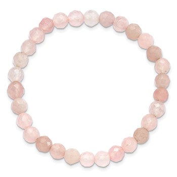 Rose Quartz Faceted 6.50mm Beaded Stretch Bracelet — alternate view