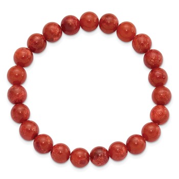 Reconstituted Coral 8.5mm Beaded Stretch Bracelet — alternate view