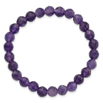 Amethyst Faceted 7.00mm Beaded Stretch Bracelet — alternate view