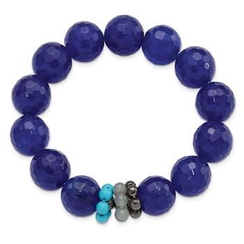 Hematite Agate Quartz Recon Magnesite Stretch Bracelet — alternate view