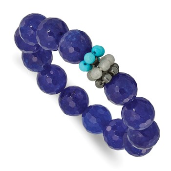 Hematite Agate Quartz Recon Magnesite Stretch Bracelet