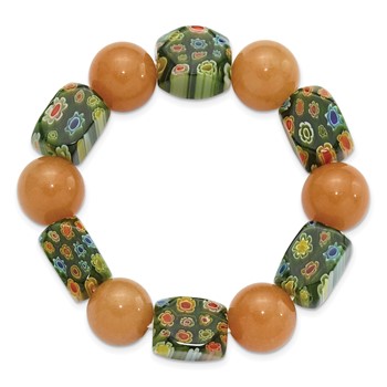 Aventurine and Kangsai Glass Beaded Stretch Bracelet — alternate view