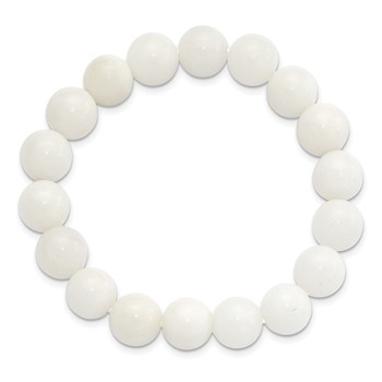White Jade 10.00mm Beaded Stretch Bracelet — alternate view
