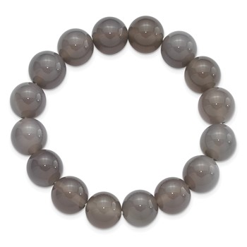 Grey Agate 12mm Beaded Stretch Bracelet — alternate view
