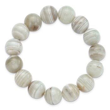 Grey Agate 12.00mm Beaded Stretch Bracelet — alternate view