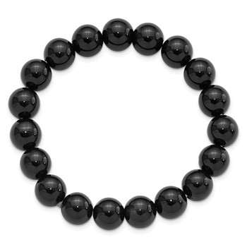 Black Agate 10mm Beaded Stretch Bracelet — alternate view