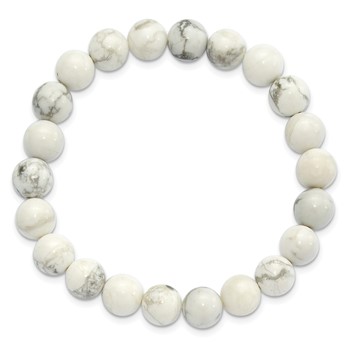 White Howlite 8.50mm Beaded Stretch Bracelet — alternate view