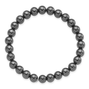 Hematite 7mm Beaded Stretch Bracelet — alternate view