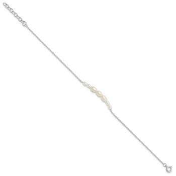 Sterling Silver E-coated with Freshwater Cultured Pearl w/1in ext Bracelet — alternate view