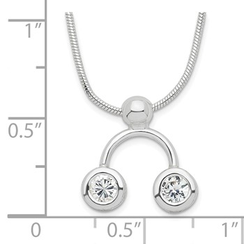Sterling Silver Double Clear CZ Necklace — alternate view