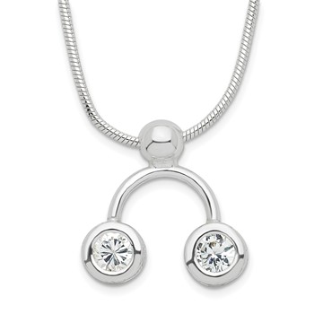Sterling Silver Double Clear CZ Necklace