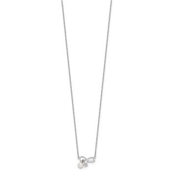 Sterling Silver RH-plated CZ 4mm FWC Pearl LOVE Infinity w/2in ext Necklace — alternate view
