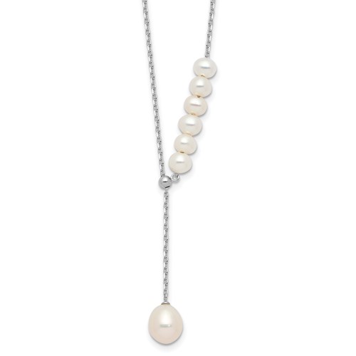 Sterling Silver RH-plated 4.5-8.5mm FWC Pearl w/1.75in ext Necklace