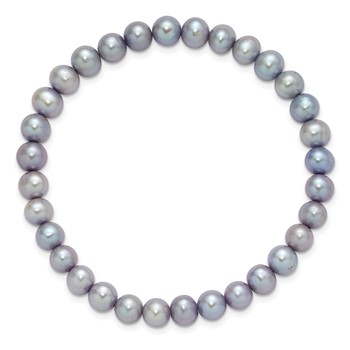 7-8mm Semi-Round Grey/White/Black/Red/Green Freshwater Cultured Pearl Stretch 5-Bracelet Set — alternate view