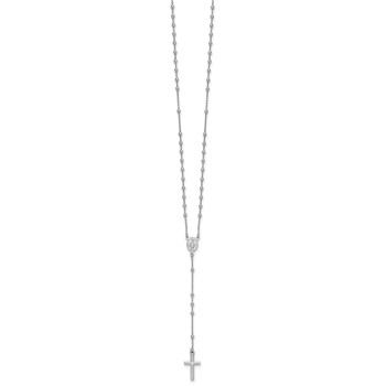 Sterling Silver Rhodium-plated Polished 17.5 inch with 1.25 inch extender Rosary Necklace — alternate view