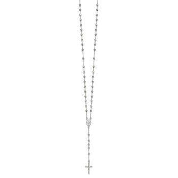 Sterling Silver Polished and Beaded Rosary 24 inch Necklace — alternate view
