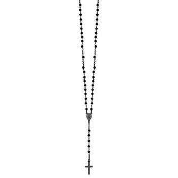 Sterling Silver Black Rhodium-plated Crystal 18.5 inch with 0.5 inch extender Rosary Necklace — alternate view