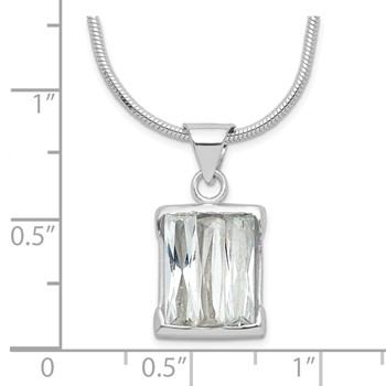 Sterling Silver Rectangular Design CZ Necklace — alternate view