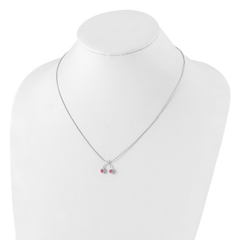 Sterling Silver Double Pink CZ Necklace — alternate view