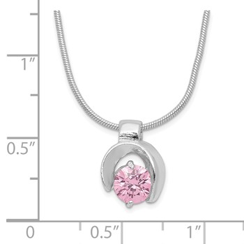 Sterling Silver Pink CZ Necklace — alternate view