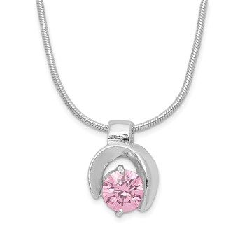 Sterling Silver Pink CZ Necklace
