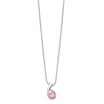 Sterling Silver Pink CZ Necklace — alternate view