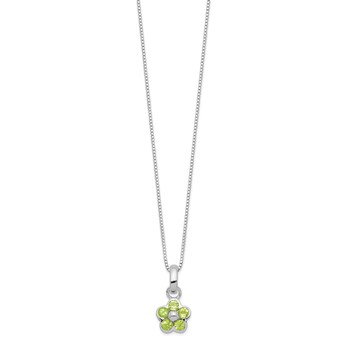 Sterling Silver Peridot Flower Pendant Necklace — alternate view
